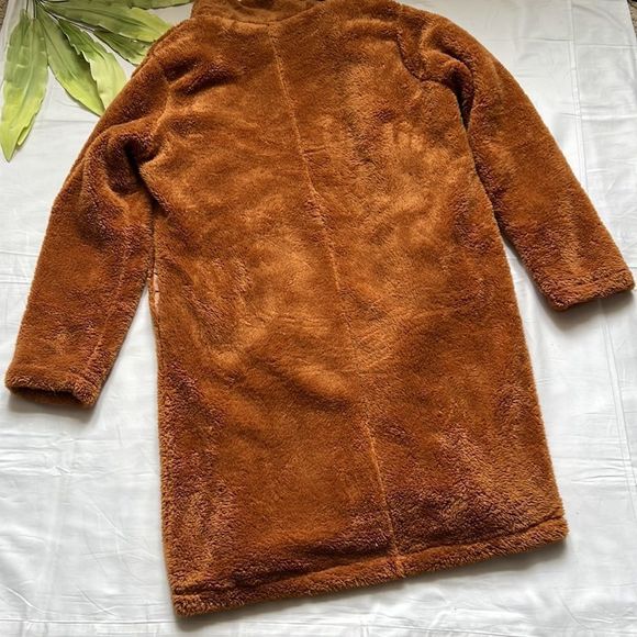 Angashion Fuzzy Fleece Lapel Open Front Long Cardigan Coat - Picture 14 of 16